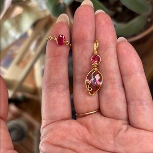 Ruby faucet chain ring & sunset pendant bundle